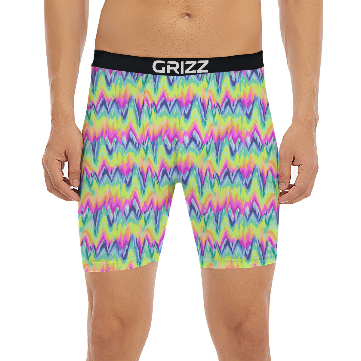 Tie Dye Zigzag Rainbow Print Pattern Boxer Briefs-grizzshop