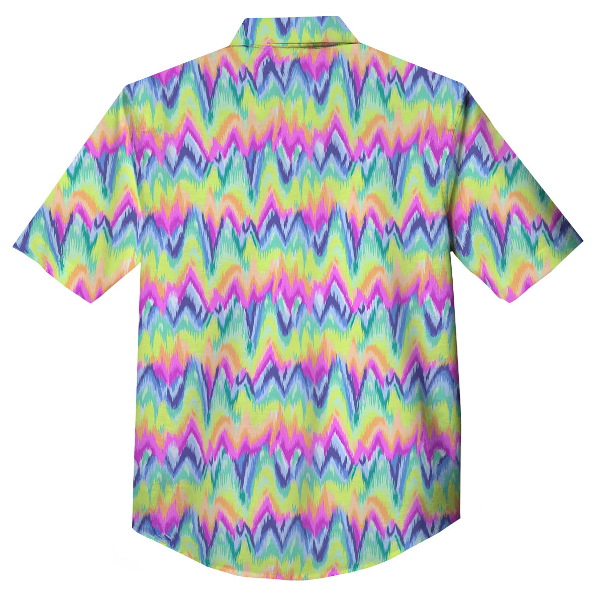 Tie Dye Zigzag Rainbow Print Pattern Button Up Shirt-grizzshop