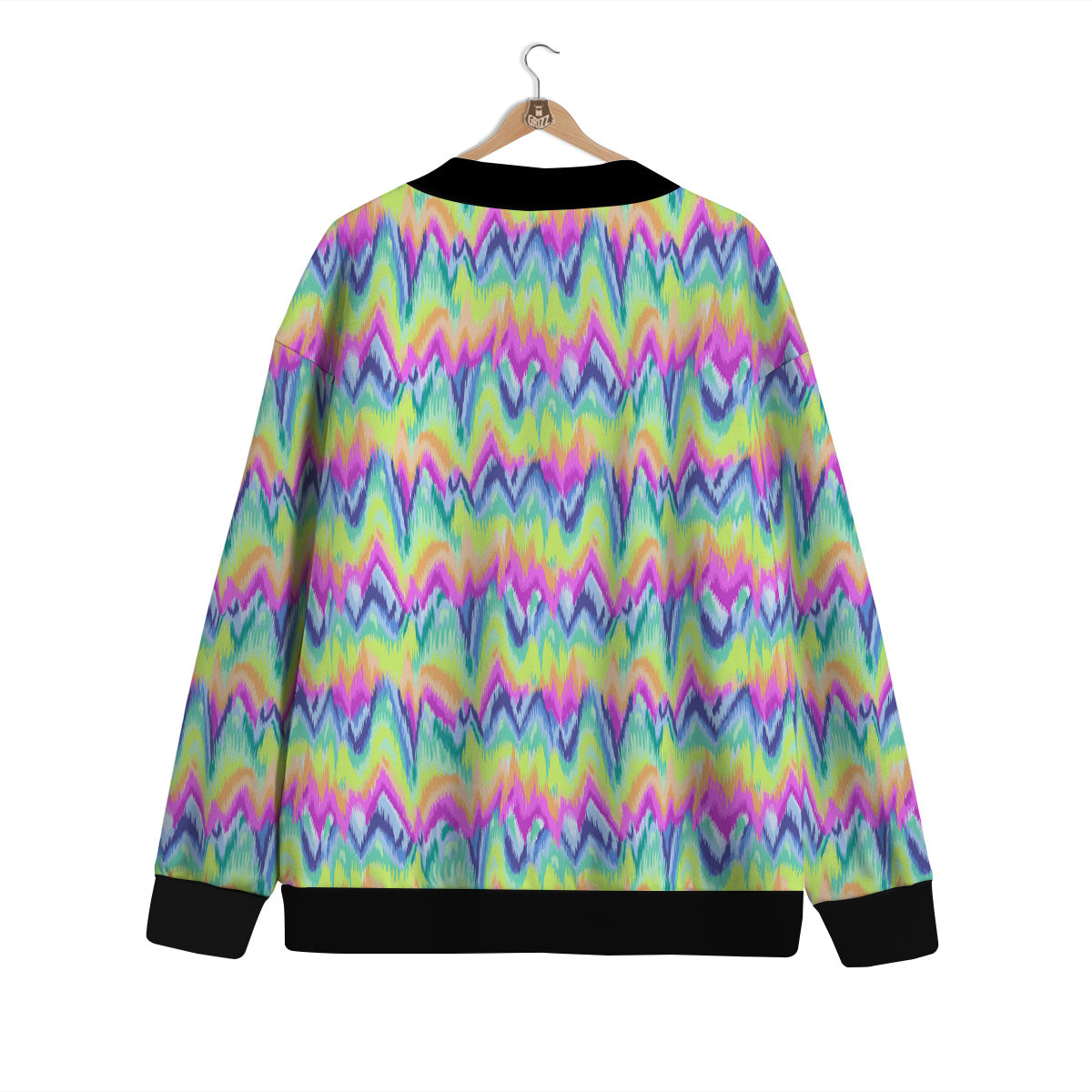 Tie Dye Zigzag Rainbow Print Pattern Cardigan-grizzshop