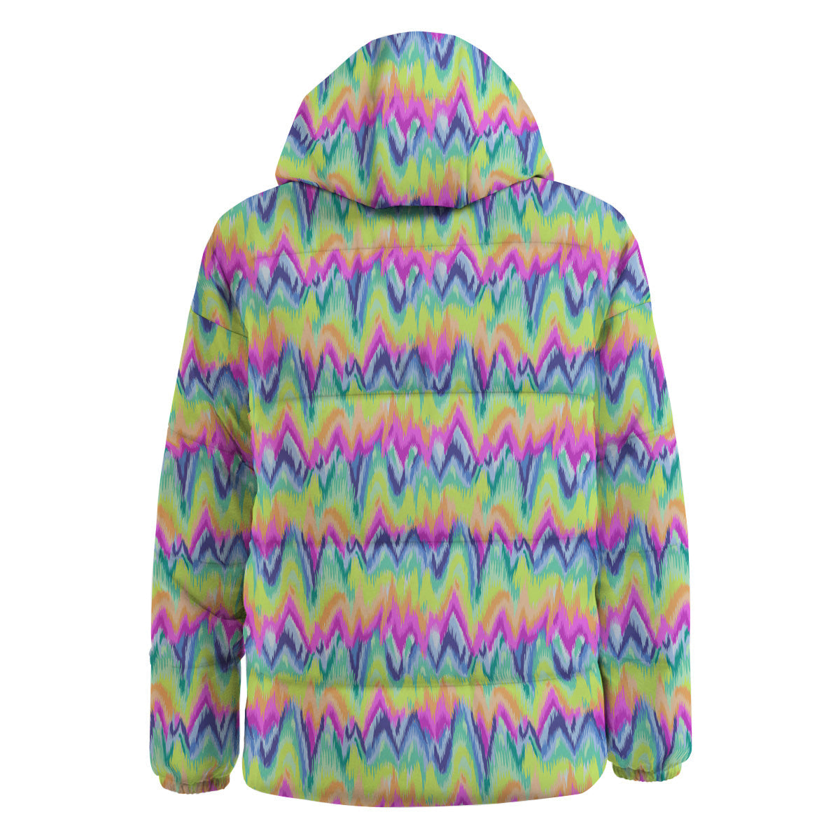 Tie Dye Zigzag Rainbow Print Pattern Down Jacket-grizzshop