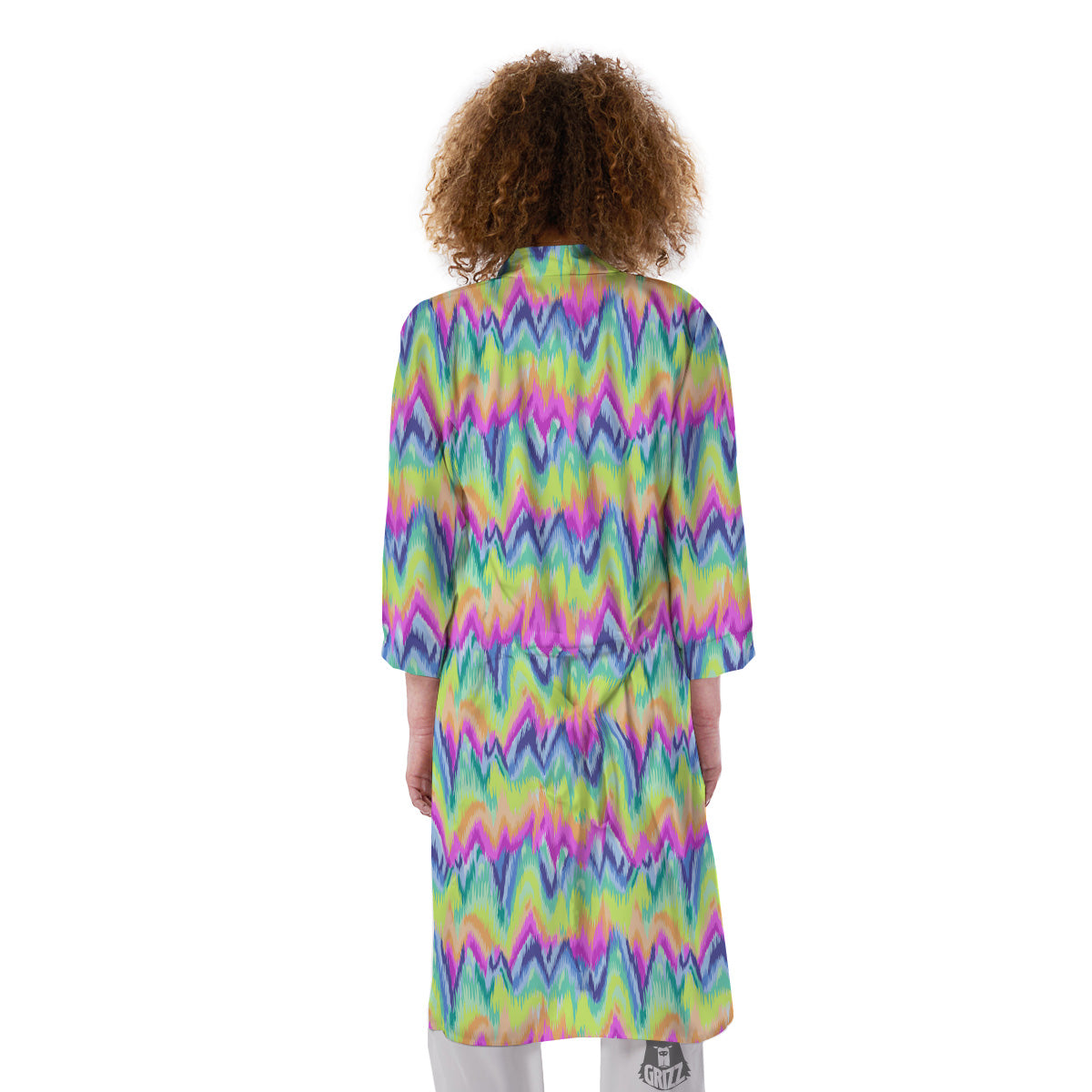 Tie Dye Zigzag Rainbow Print Pattern Kimono-grizzshop
