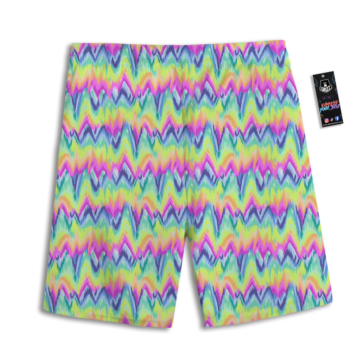 Tie Dye Zigzag Rainbow Print Pattern Men's Athletic Shorts