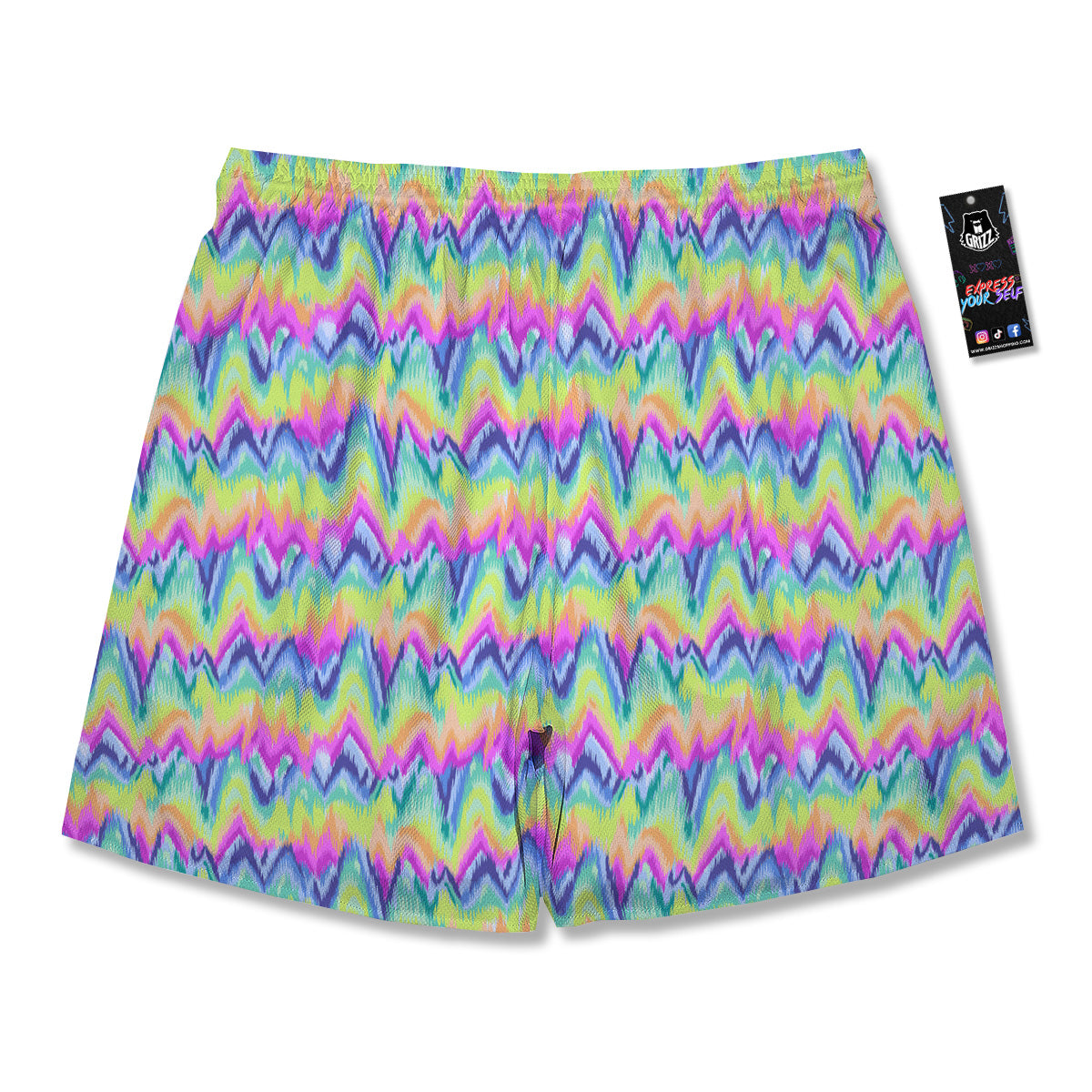 Tie Dye Zigzag Rainbow Print Pattern Men's Running Shorts-grizzshop