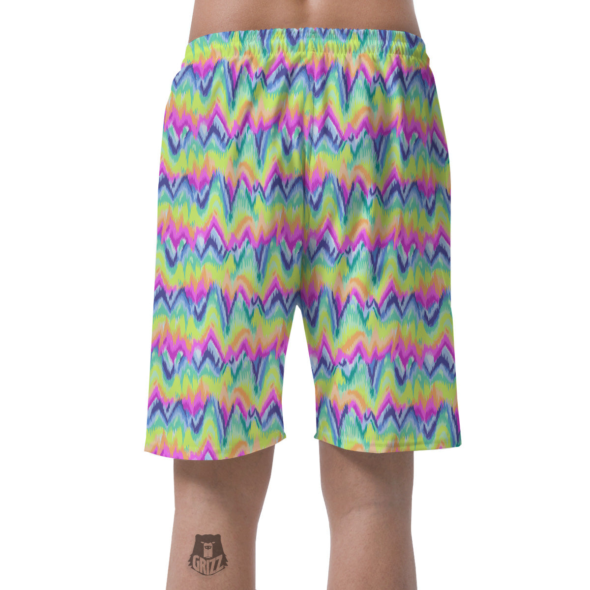 Tie Dye Zigzag Rainbow Print Pattern Men's Shorts-grizzshop