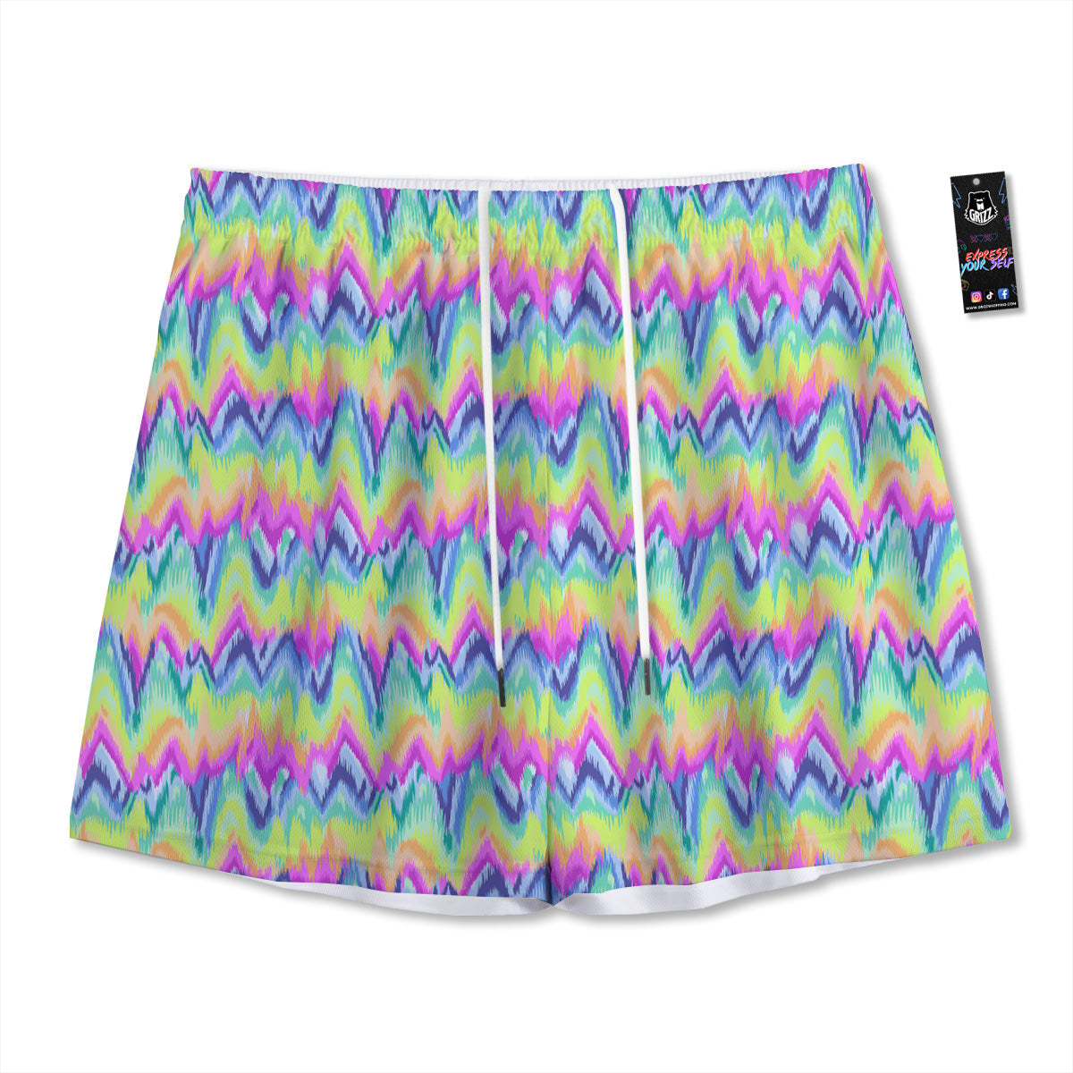 Tropical Leaf Dark Blue Print Pattern Mesh Shorts