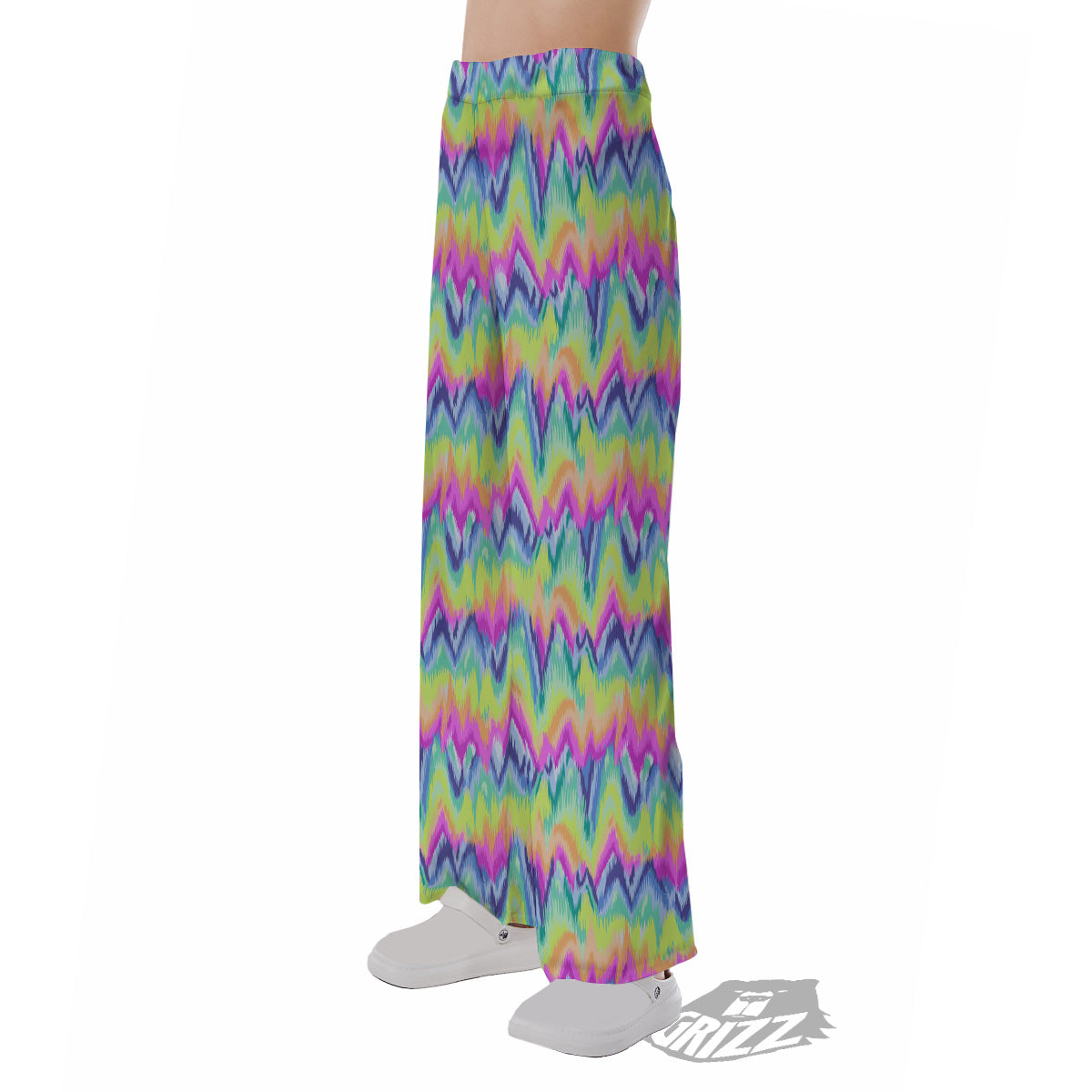 Tie Dye Zigzag Rainbow Print Pattern Pajama Pants-grizzshop