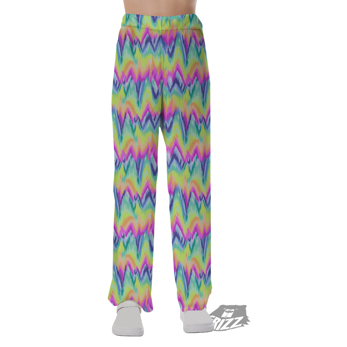 Tie Dye Zigzag Rainbow Print Pattern Pajama Pants-grizzshop