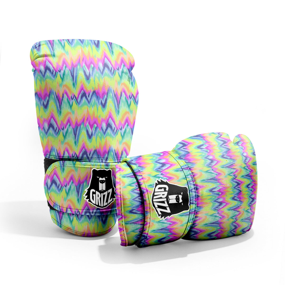 Tie Dye Zigzag Rainbow Print Pattern Pro Boxing Glove