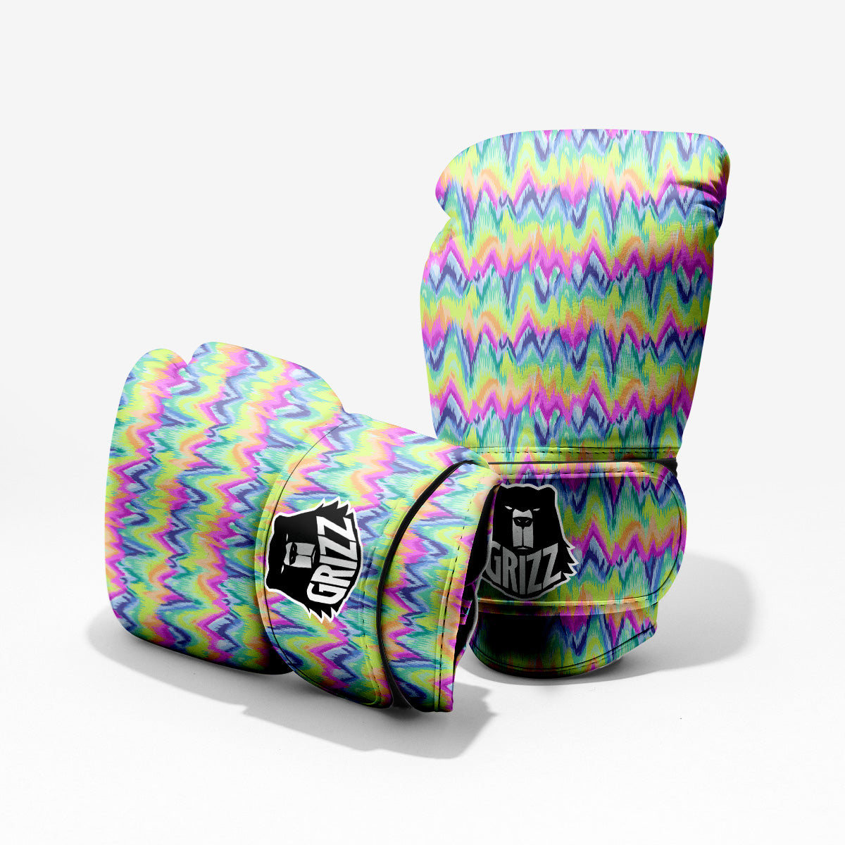 Tie Dye Zigzag Rainbow Print Pattern Pro Boxing Glove