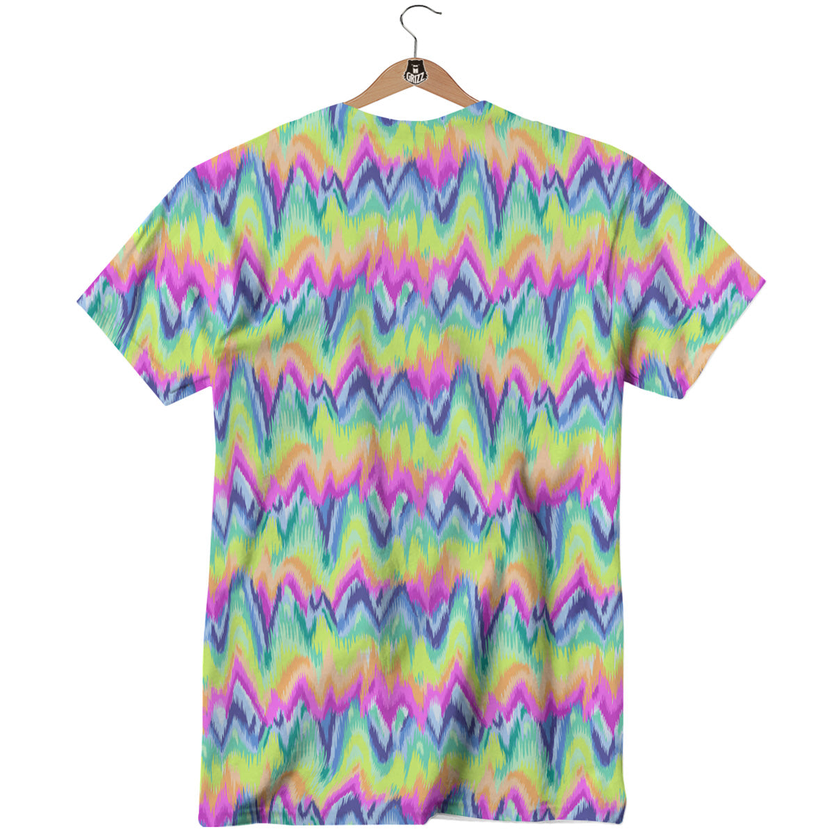 Tie Dye Zigzag Rainbow Print Pattern T-Shirt-grizzshop