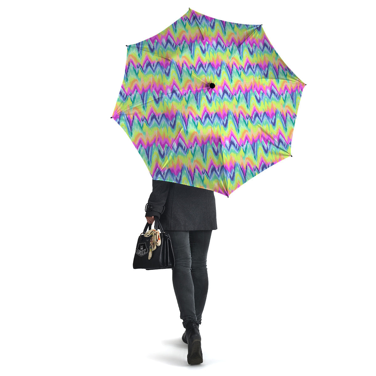 Tie Dye Zigzag Rainbow Print Pattern Umbrella-grizzshop