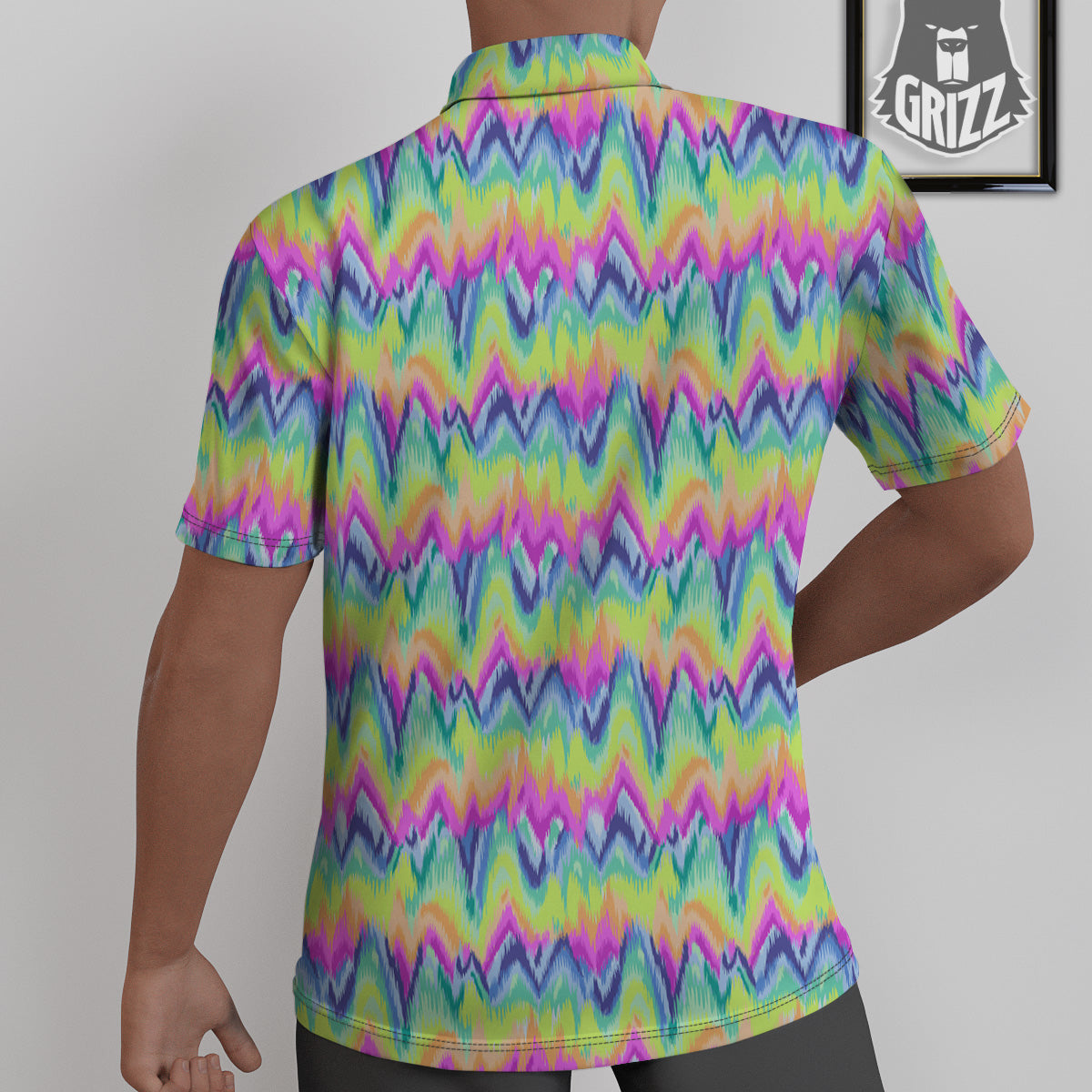 Tie Dye Zigzag Rainbow Print Pattern Untucked Shirts-grizzshop