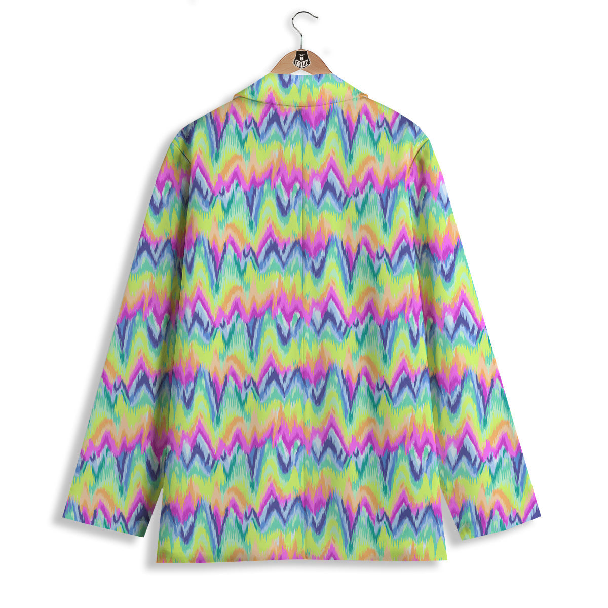 Tie Dye Zigzag Rainbow Print Pattern Women's Blazer-grizzshop