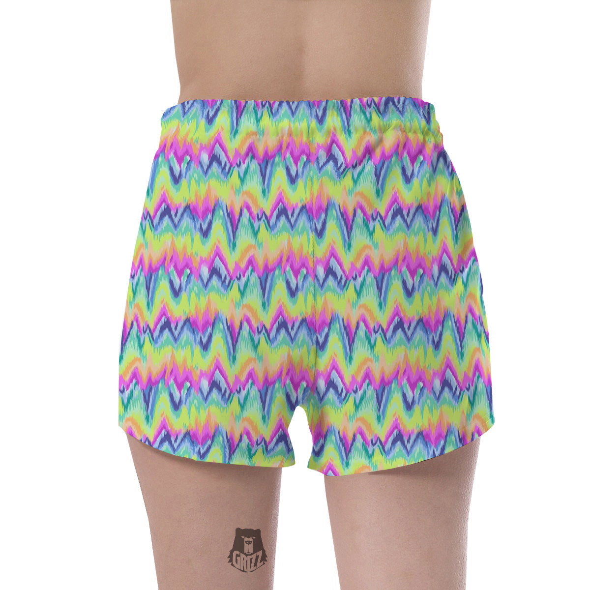 Tie Dye Zigzag Rainbow Print Pattern Women's Shorts-grizzshop
