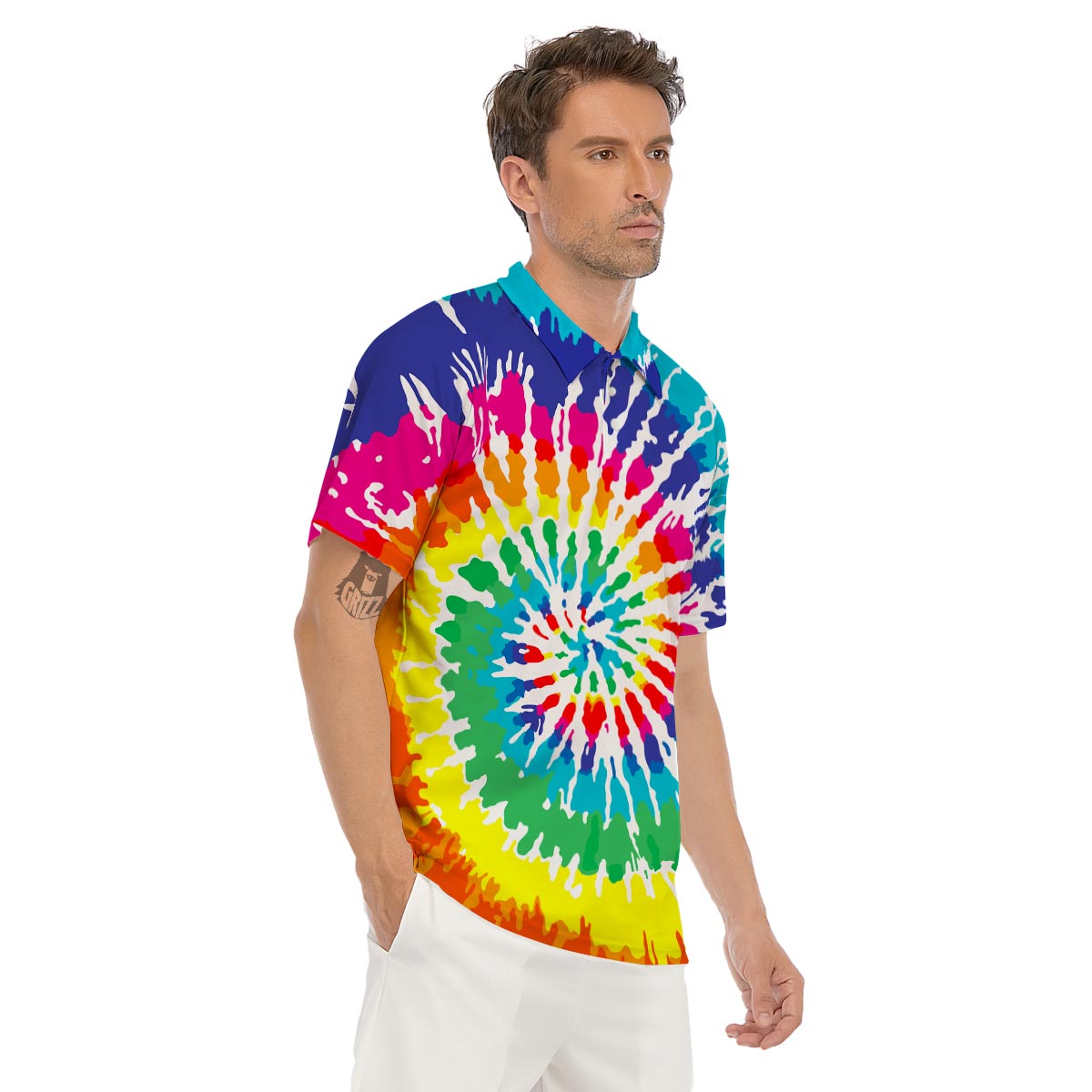 Tie Dye Men's Golf Shirts-grizzshop