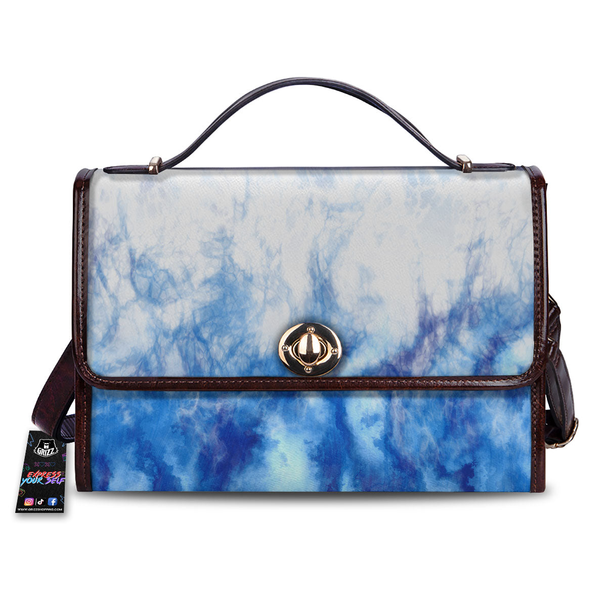Tie Dye Acid Wash White And Blue Print Women's Satchel Bag