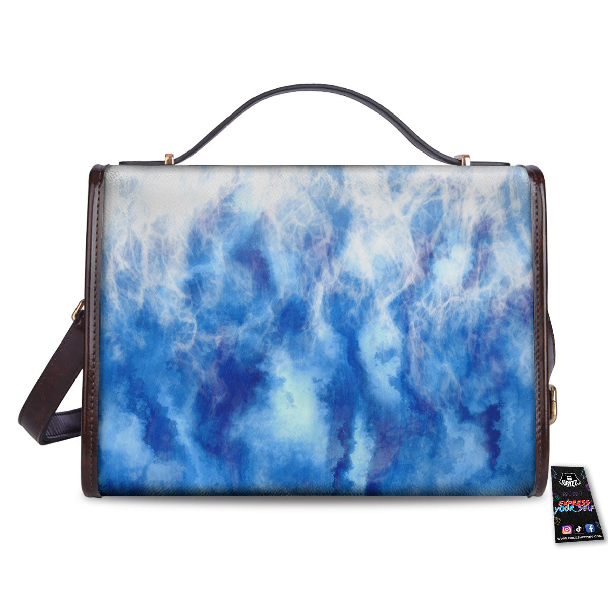 Tie Dye Acid Wash White And Blue Print Women's Satchel Bag