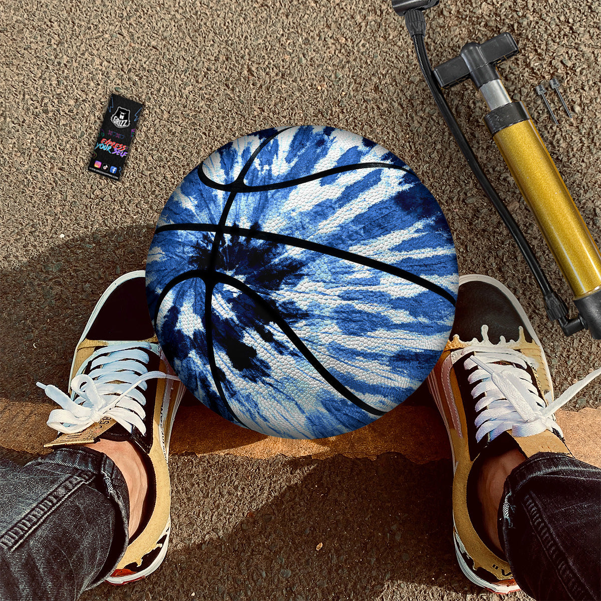 Tie Dye Black And Blue Print Basketball