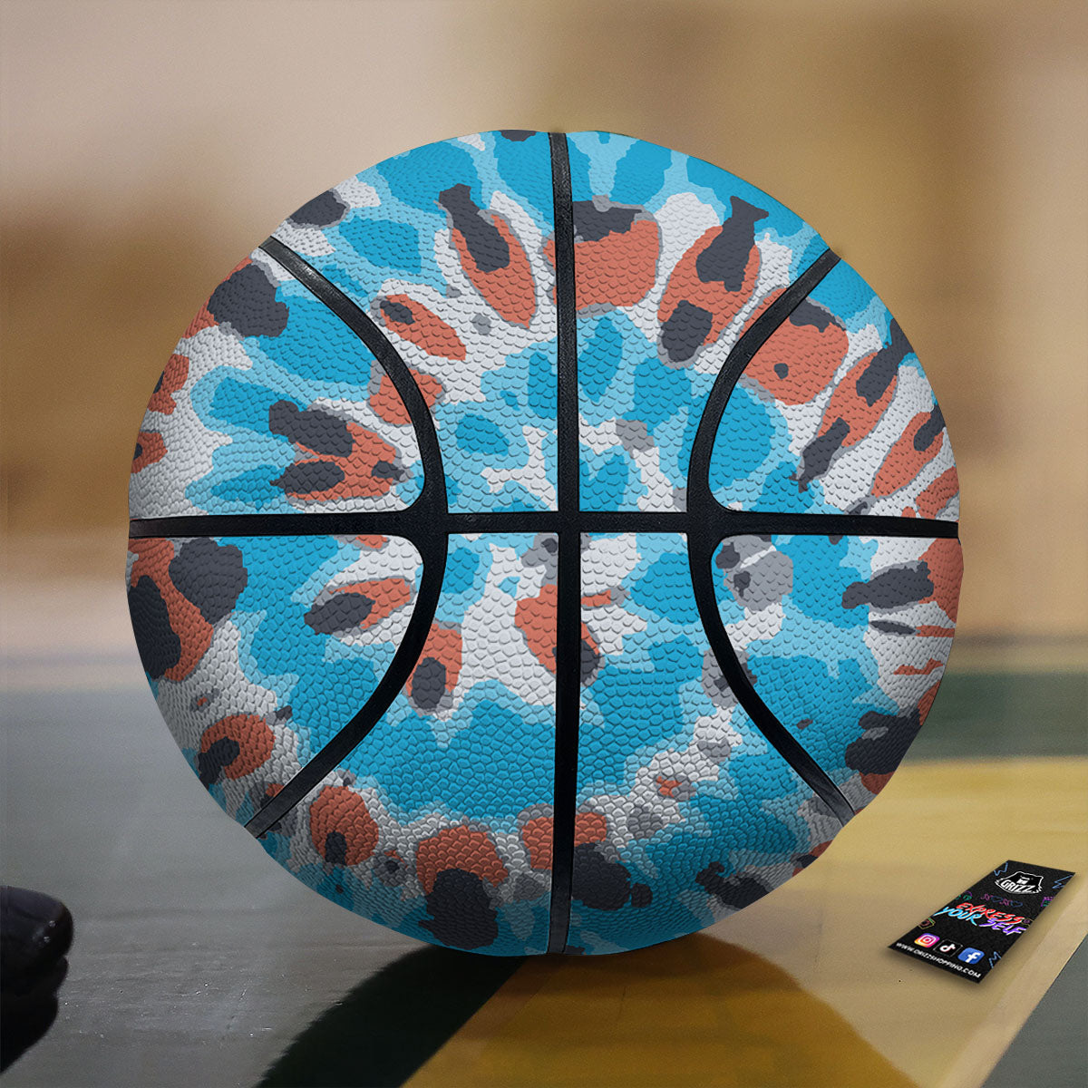 Tie Dye Blue And Orange Print Basketball