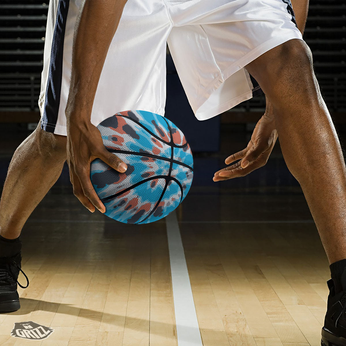 Tie Dye Blue And Orange Print Basketball