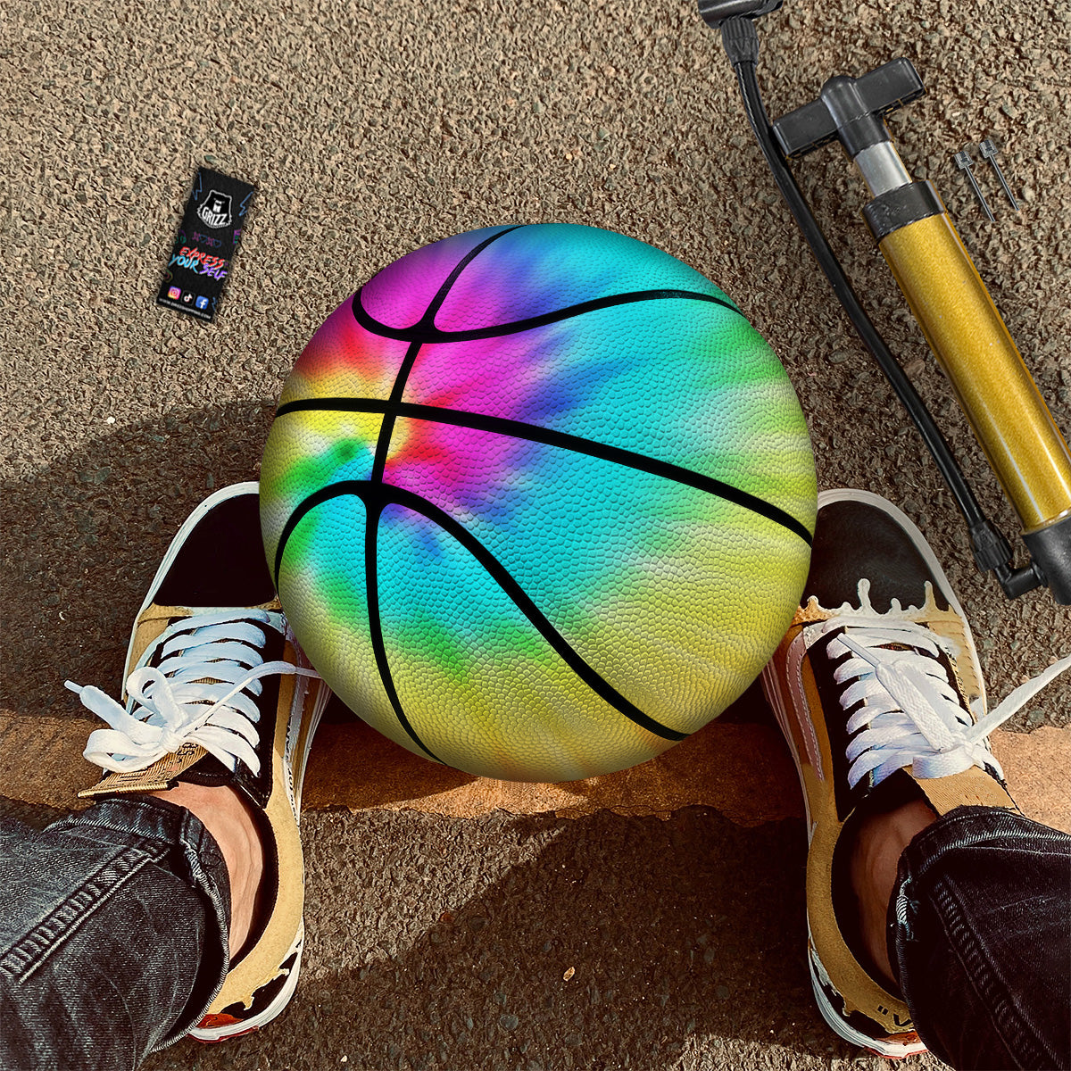 Tie Dye Blue Pink And Yellow Print Basketball