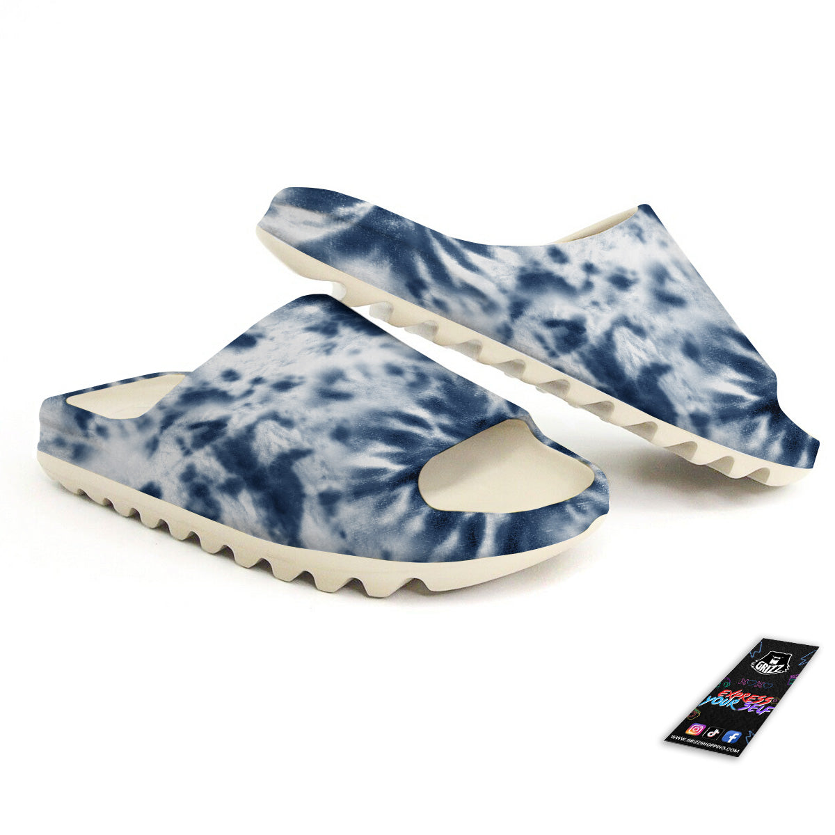 Tie Dye Blue Shibori Print Sandals-grizzshop