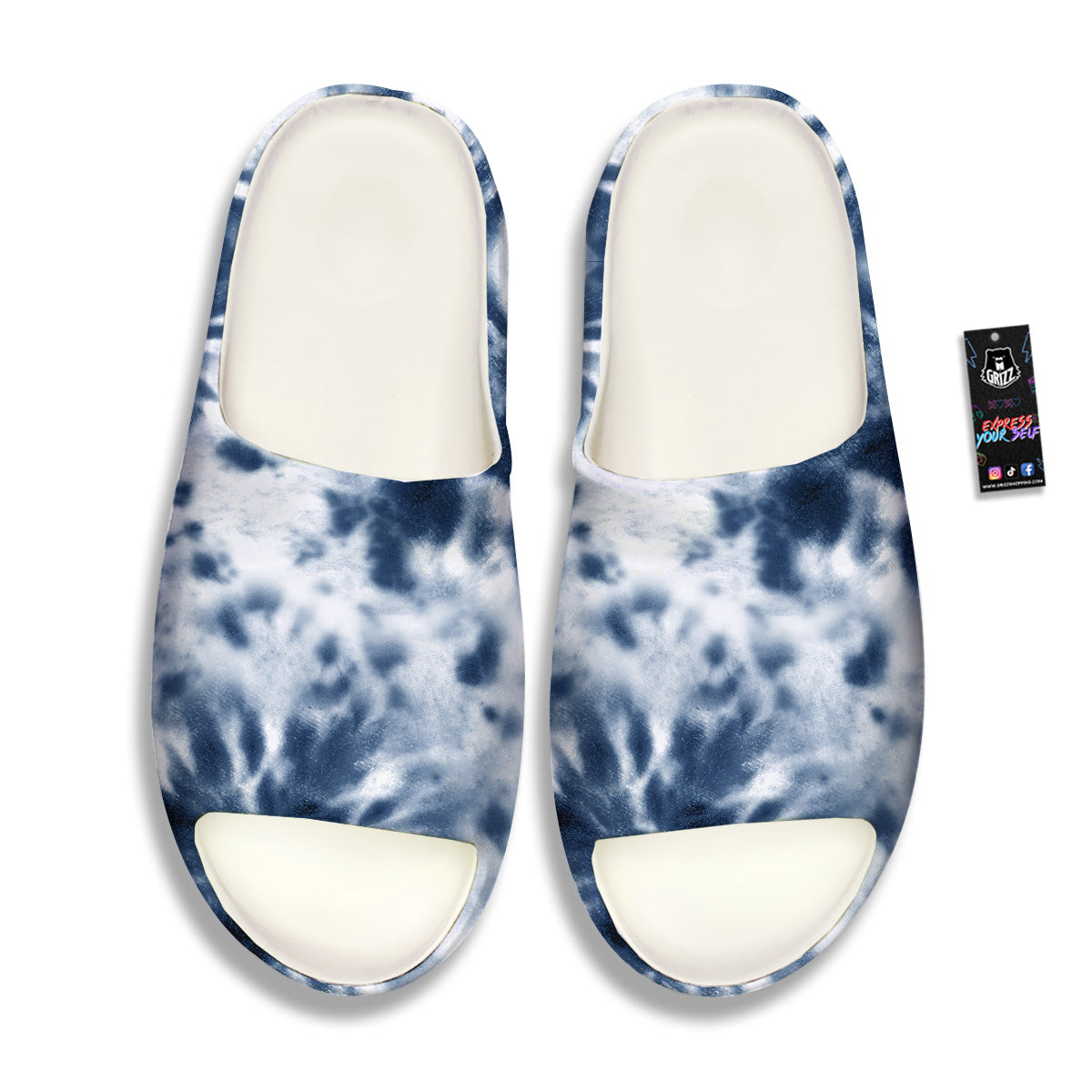 Tie Dye Blue Shibori Print Sandals-grizzshop