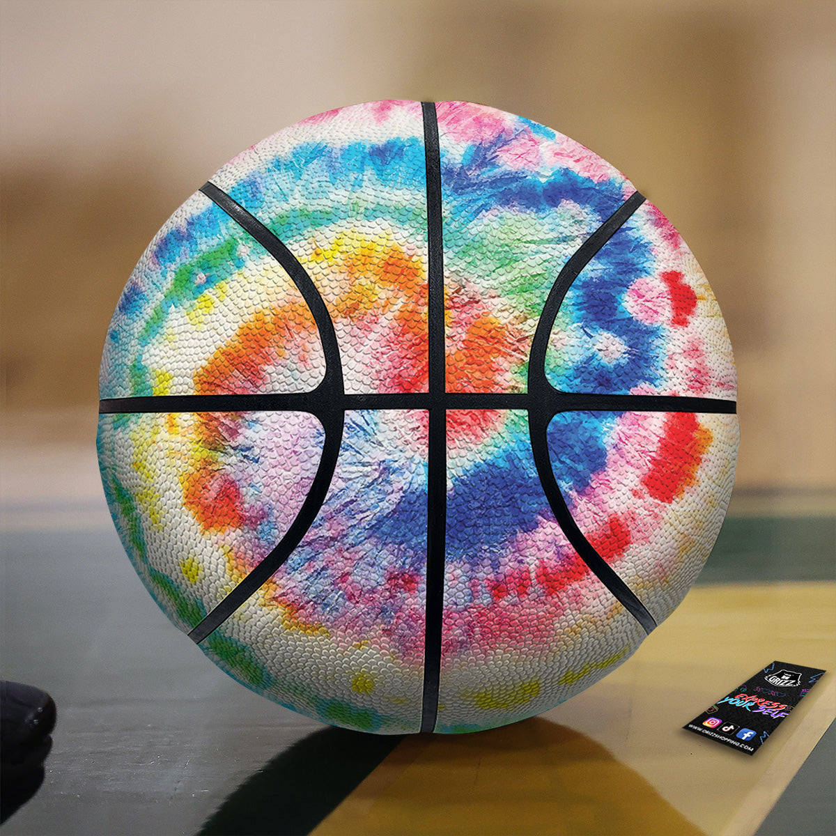 Tie Dye Bright Spiral Print Basketball