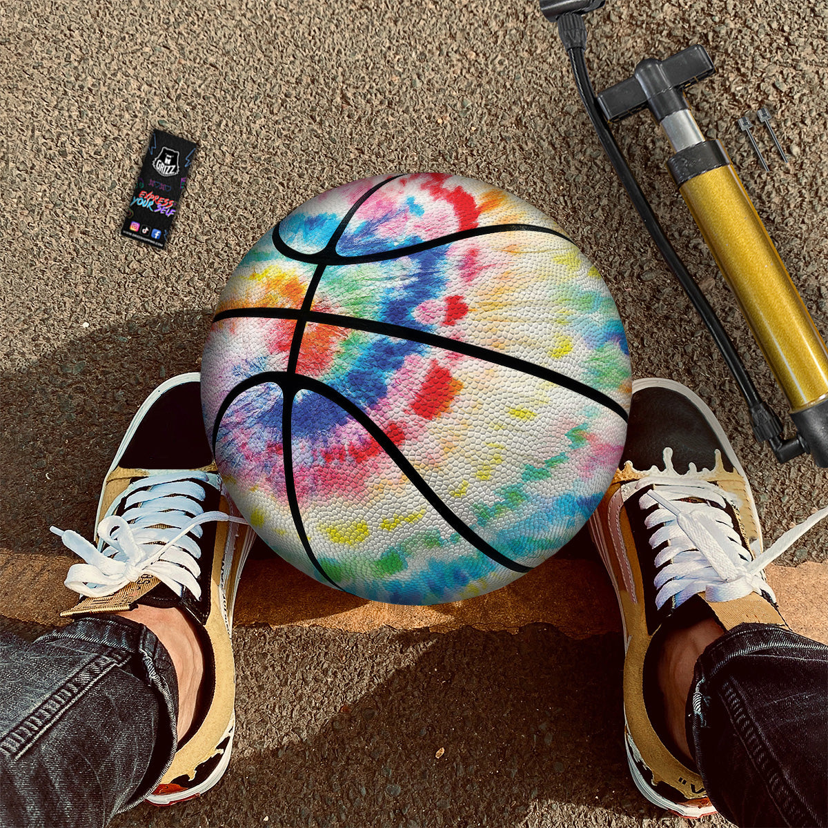 Tie Dye Bright Spiral Print Basketball