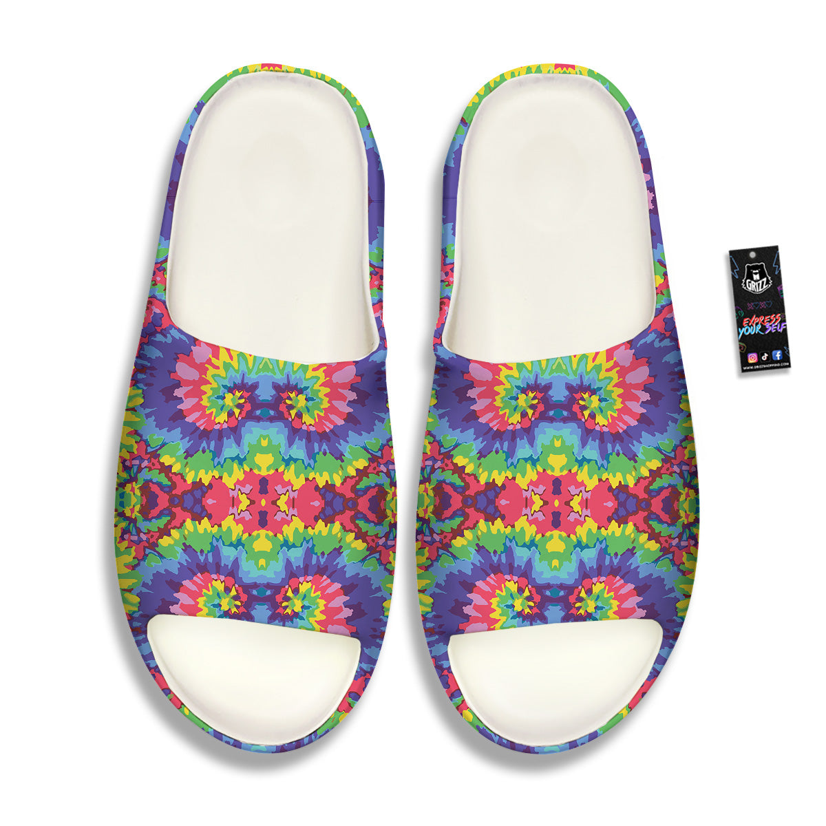 Tie Dye Colorful Abstract Print Pattern Sandals-grizzshop