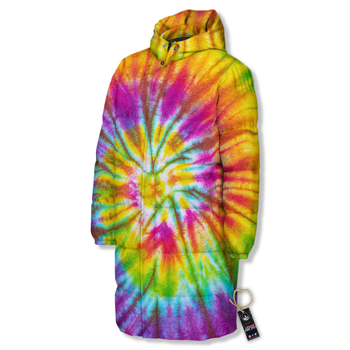 Tie Dye Colorful Hippie Print Long Down Jacket