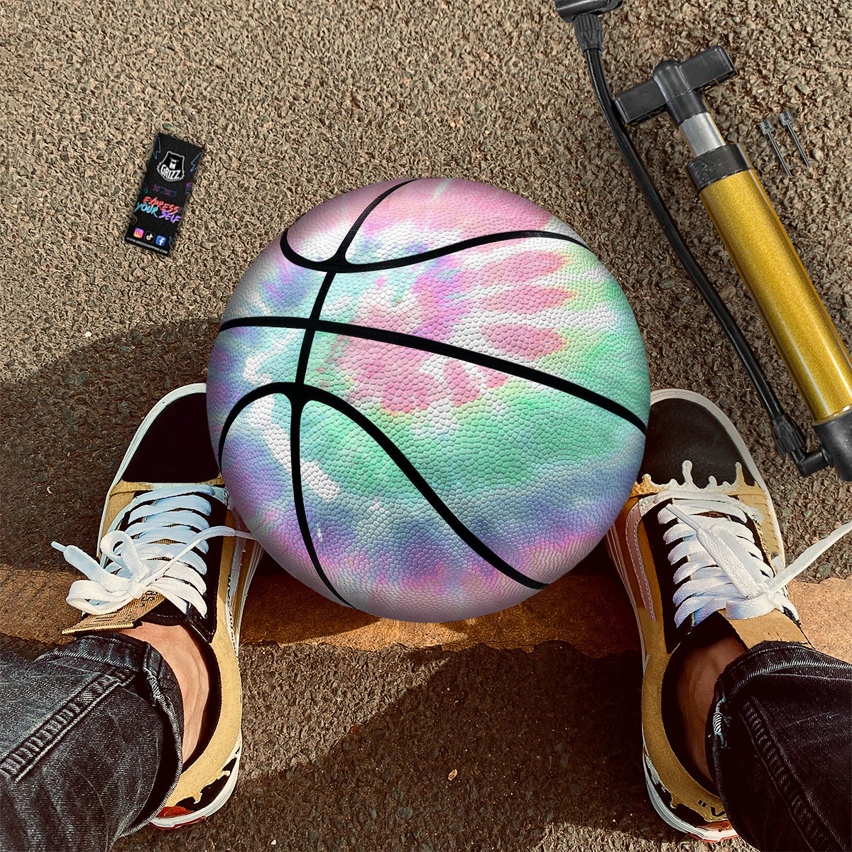 Tie Dye Colorful Spiral Print Basketball