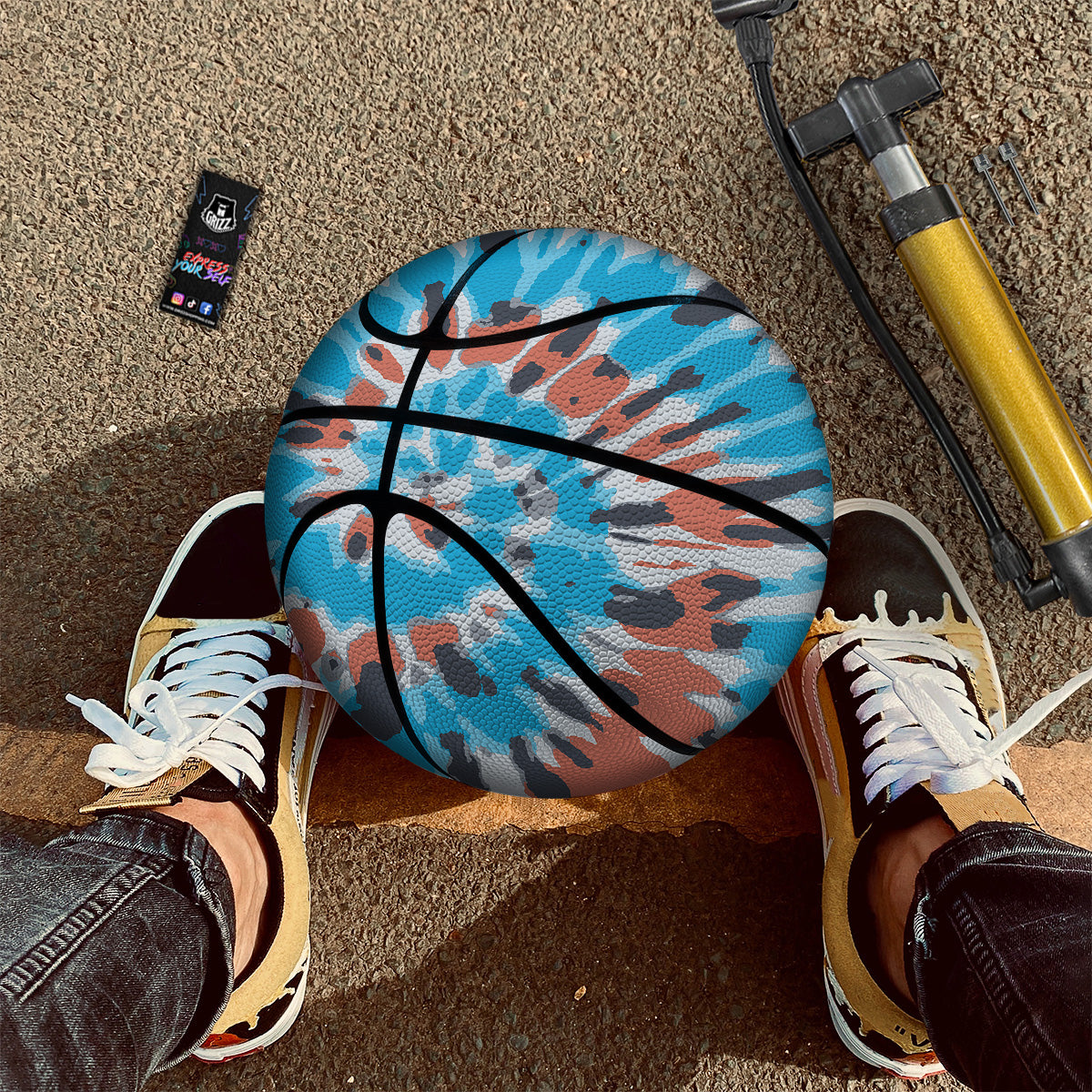 Tie Dye Orange And Blue Print Basketball