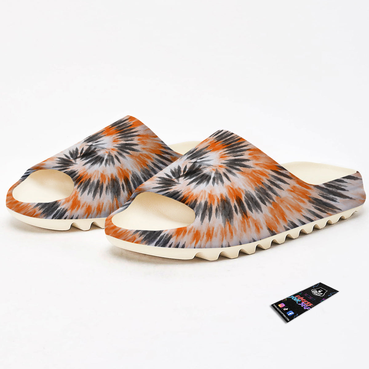 Tie Dye Orange Black Watercolor Print Sandals-grizzshop