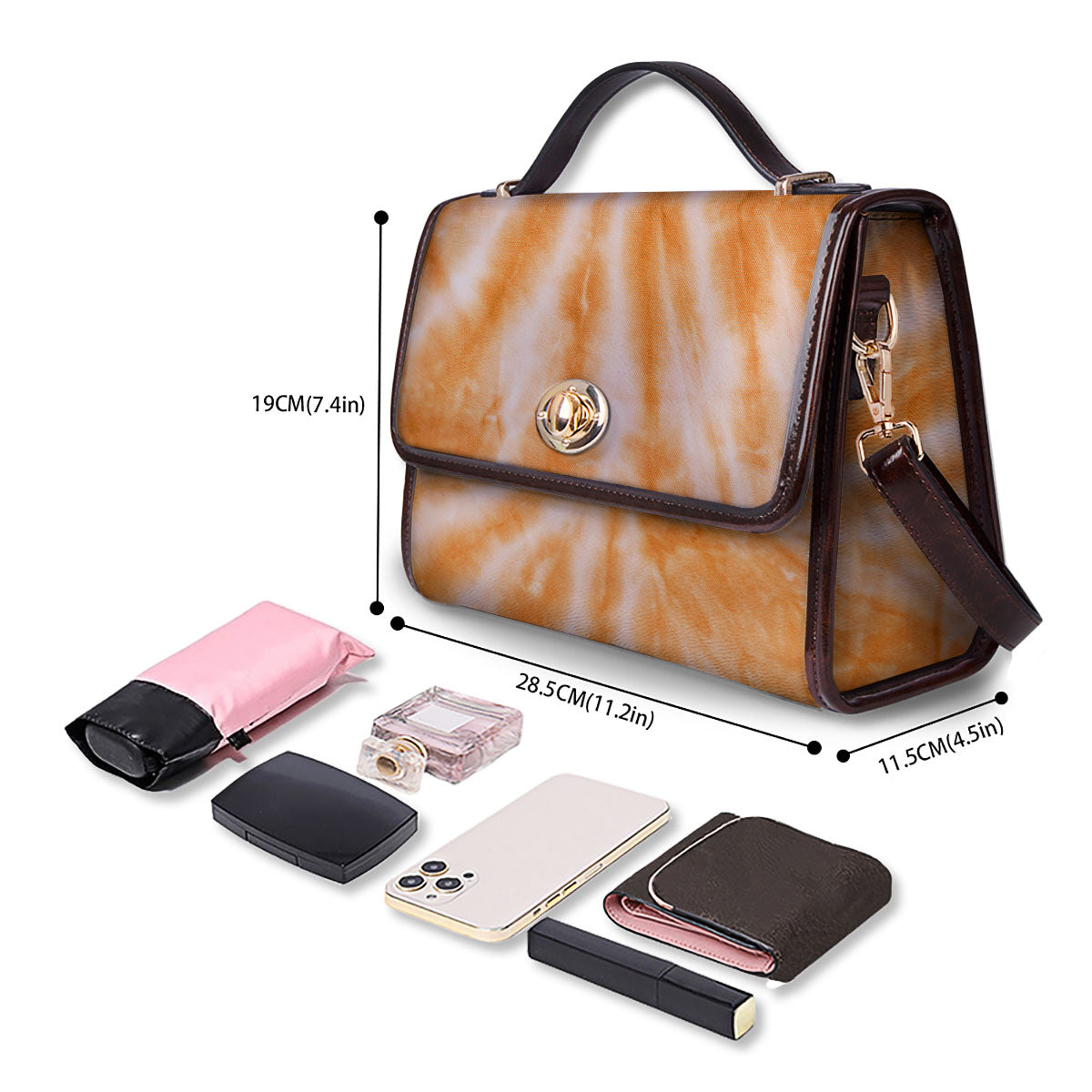 Tie Dye Orange Print Women's Satchel Bag