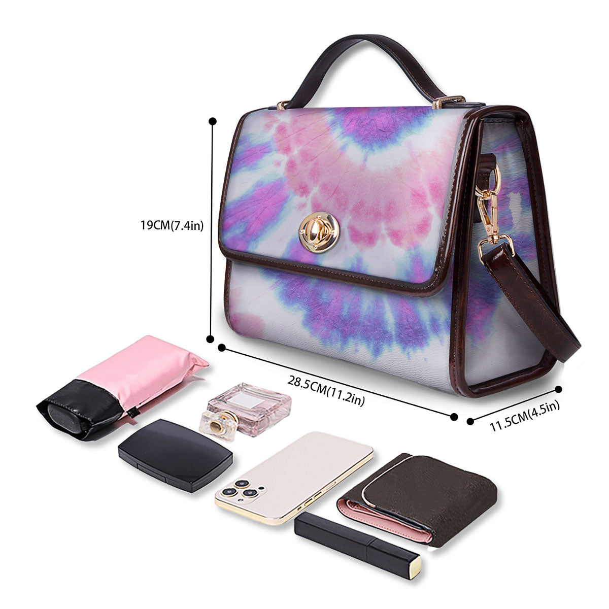 Tie Dye Pastel Spiral Print Women's Satchel Bag