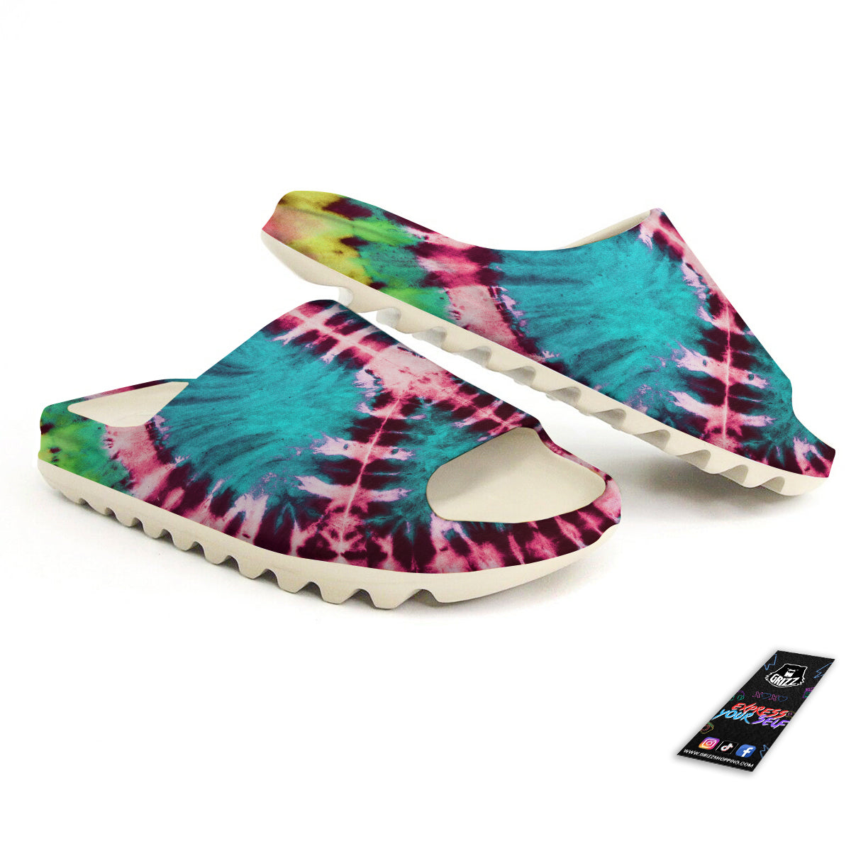 Tie Dye Peace Sign Print Sandals-grizzshop