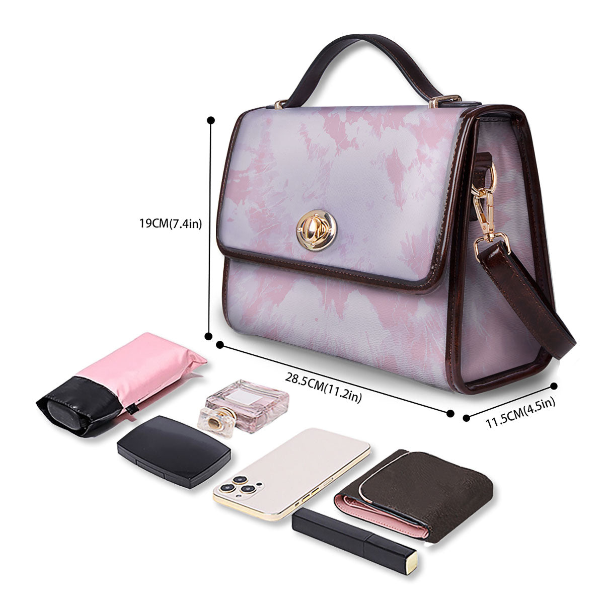Tie Dye Pink Print Women's Satchel Bag