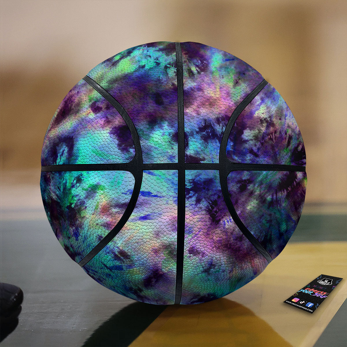 Tie Dye Rainbow And Black Print Basketball