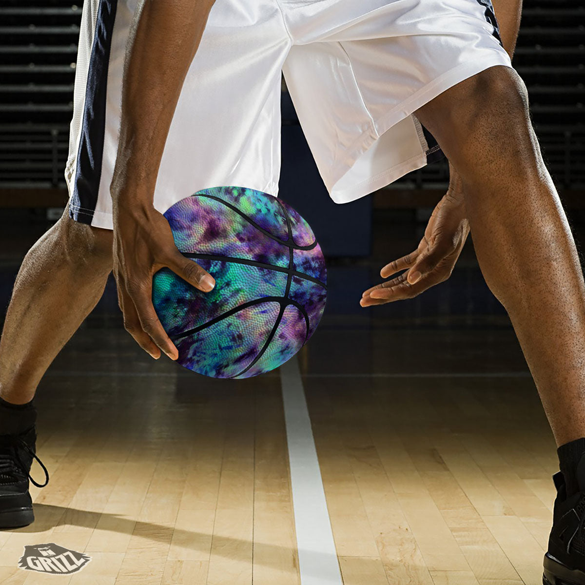 Tie Dye Rainbow And Black Print Basketball