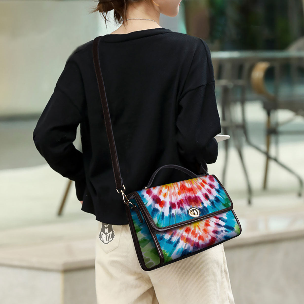Tie Dye Rainbow Heart Print Women's Satchel Bag