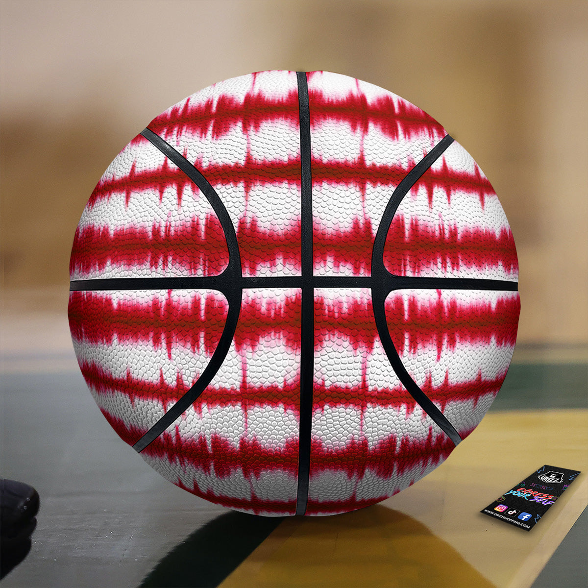 Tie Dye Red Stripe Print Pattern Basketball