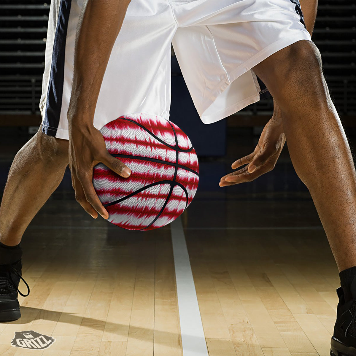 Tie Dye Red Stripe Print Pattern Basketball