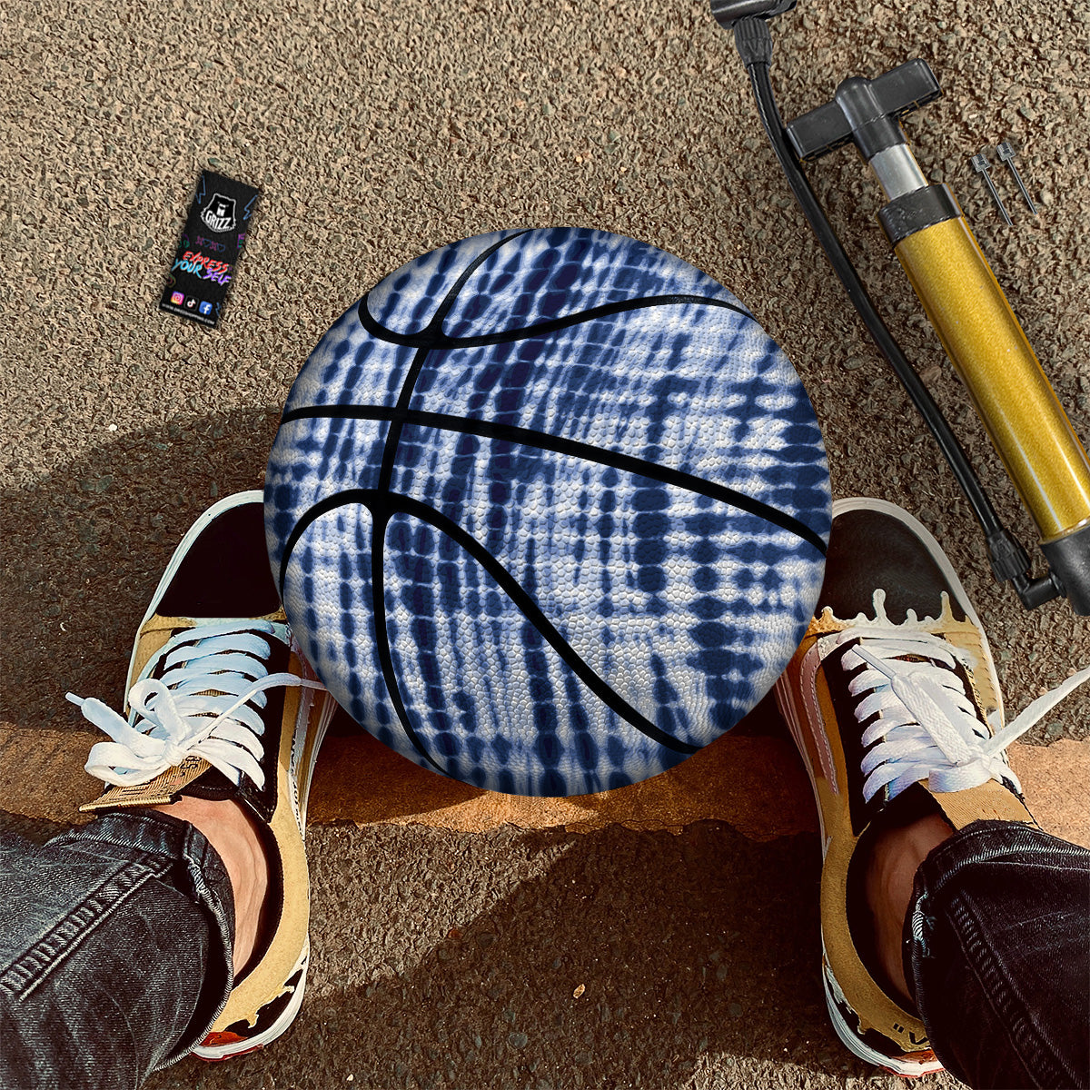 Tie Dye Shibori Blue Print Basketball