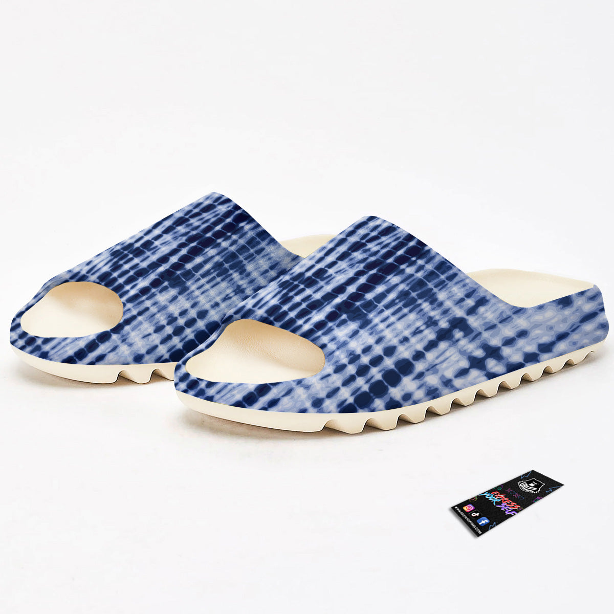 Tie Dye Shibori Blue Print Sandals-grizzshop