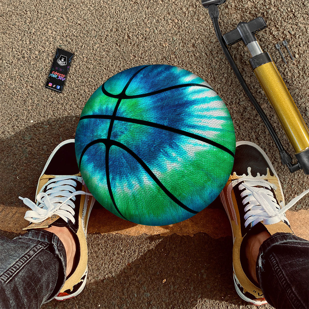 Tropical Teal Aloha Print Pattern Basketball