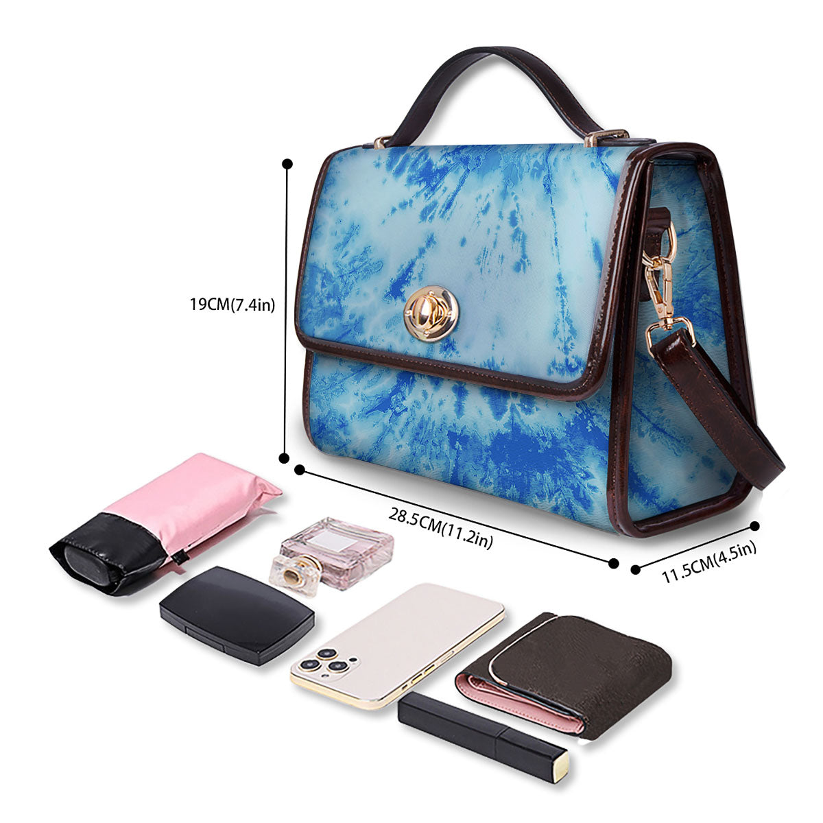 Tie Dye Turquoise Print Women's Satchel Bag