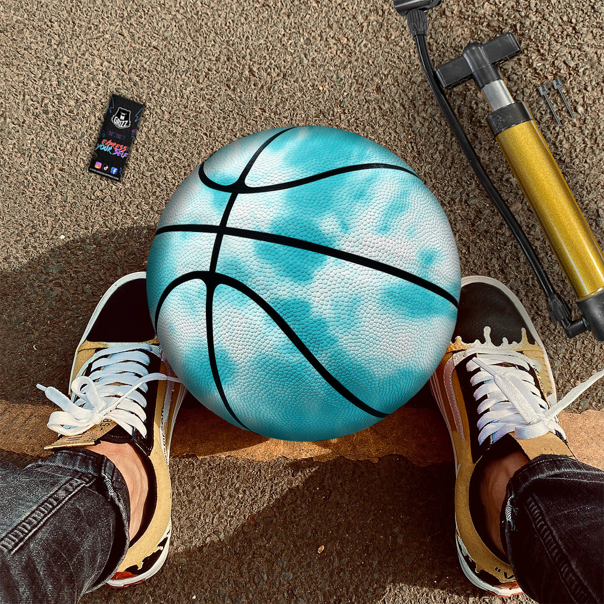 Tie Dye White And Blue Print Basketball