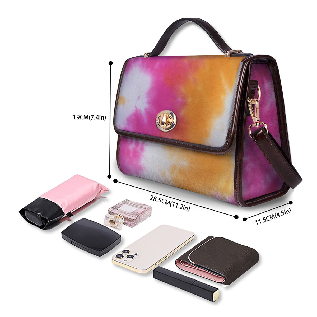 Tie Dye Yellow And Pink Print Women's Satchel Bag