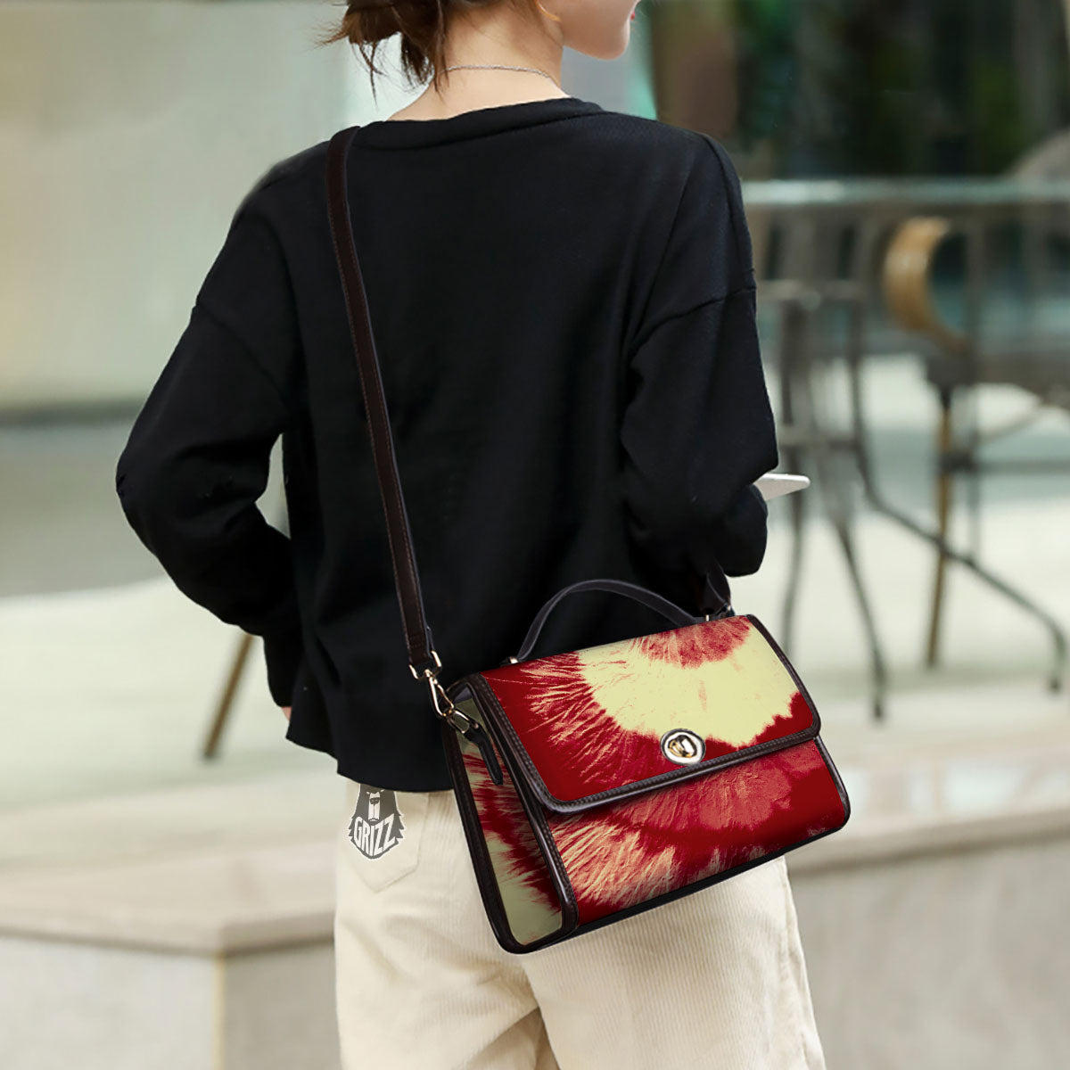 Tie Dye Yellow And Red Spider Print Women's Satchel Bag
